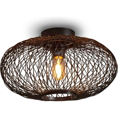 Afbeelding van GOOD&amp;MOJO Plafonniere Cango Bamboe Zwart Ø40cm
