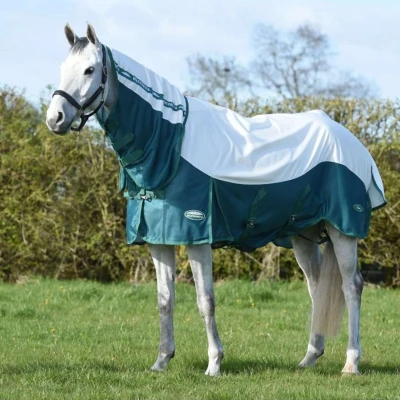 Afbeelding van Weatherbeeta Vliegendeken Comfitec Green Tec Airflow Mesh Combo Neck White/Dragonfly Blue