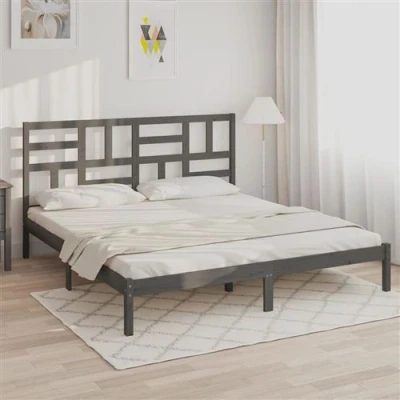 Afbeelding van vidaXL Bedframe massief hout grijs 200x200 cm