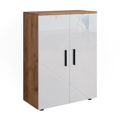 Afbeelding van Vicco Halfhoge kast Irma, Eiken/Wit Hoogglans, 60 x 81 cm