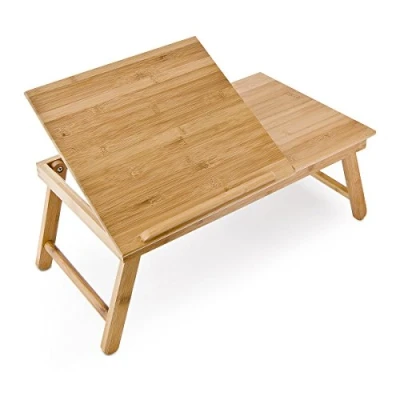 Afbeelding van Relaxdays laptoptafel bamboe bedtafel knietafel computertafel met vak