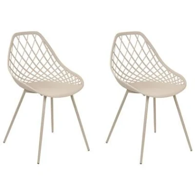 Afbeelding van Beliani CANTON Eetkamerstoel Beige Synthetisch materiaal