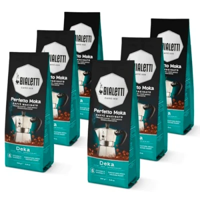 Afbeelding van Bialetti Perfetto Moka Deka: Café Moulu de Torréfaction medium, graanaroma 250 g x 6, tas met aroma conserveerventiel.
