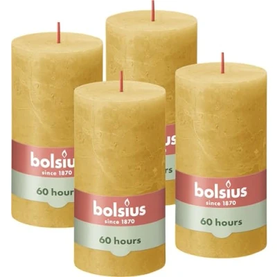 Afbeelding van Stompkaarsen Shine 4 st rustiek 130x68 mm honinggeel