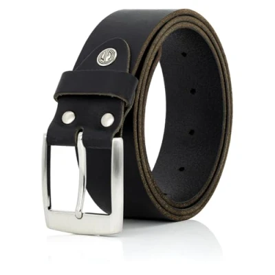 Afbeelding van Lindenmann heren buffel lederen riem, 40 mm breed en 3,8 sterk, verstelbaar, zwart, SCHWARZ