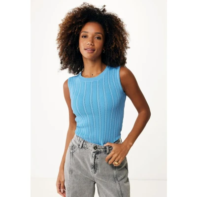 Afbeelding van Mexx Lily Classic Ajour Tanktop Sea Blue Vrouwen Blauw Maat M