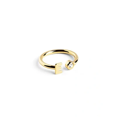 Afbeelding van SINGULARU Gepersonaliseerde letterring met goud verstelbare ring 925 sterling zilver 18 karaat verguld, Eén maat damessieraden gemaakt in Spanje, Talla Unica, edelmetalen, goudkleurig, niet van toepassing