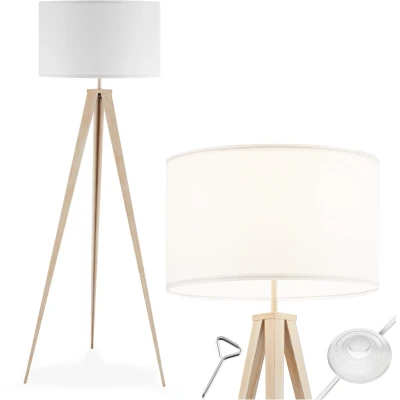 Afbeelding van tectake® vloerlamp staande lamp 3 poot 158 cm hoog lichtbruin