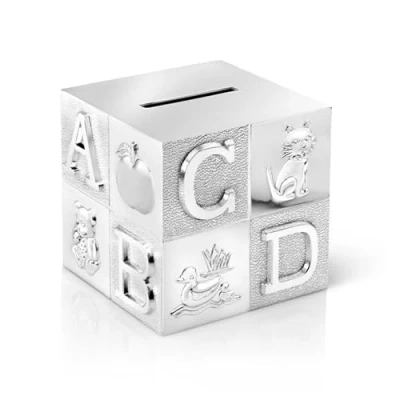 Afbeelding van Zilverstad Money box Cube 7.5x7.5x7.5cm silver colour