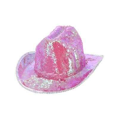 Afbeelding van Fever Deluxe Sequin Cowboy Hat Kostuum Hoed Roze