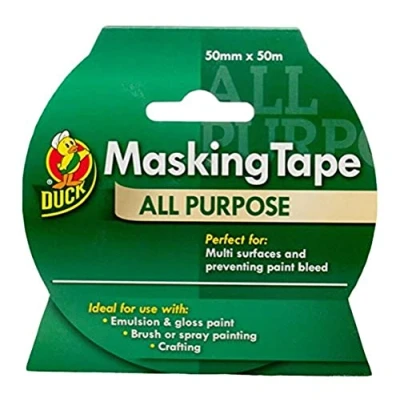 Afbeelding van Duck Tape Afplakband voor alle doeleinden, 50 mm x m, interieurverf en decoratie meerdere oppervlakken, voorkomt verfvlekken
