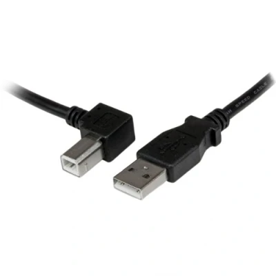 Image de StarTech.com câble USB 2.0 A vers B coudé à angle gauche de 1 m Cordon pour imprimante M/M Noir