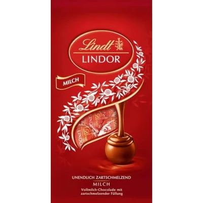 Afbeelding van Lindt Lindor melkchocoladeballen 137 g in zak ca. 10 volle met fondantvulling chocoladecadeau