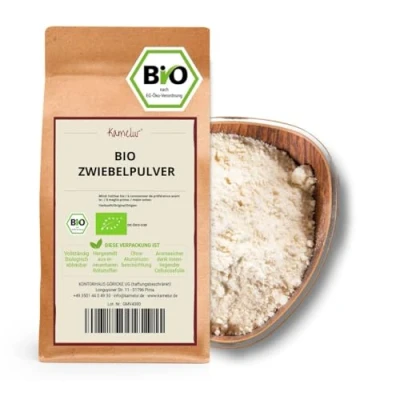 Afbeelding van 250 g biologische uien, gedroogd en gemalen hoogwaardig biologisch uienpoeder zonder additieven in afbreekbare verpakking