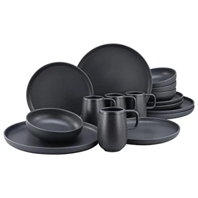 Afbeelding van CreaTable, 22978, serie uno black, serviesset, combiservies 16 delig