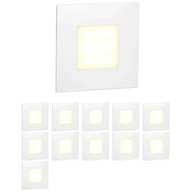 Afbeelding van ledscom.de FEX led trapverlichting / wandinbouwverlichting voor binnen en buiten, vierkant, 85 x mm, warm wit, 12 stuks