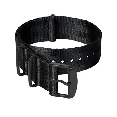 Afbeelding van Archer Watch Straps Hoogwaardige NATO nylon geweven veiligheidsband, robuuste horlogeband in militaire stijl, keuze uit kleuren en maten (18 mm, 20 22 mm), zwart/zwarte onderdelen, Riem