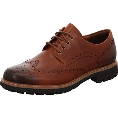Afbeelding van Clarks heren batcombe wing derbys, Dark Tan Lea, 44 EU