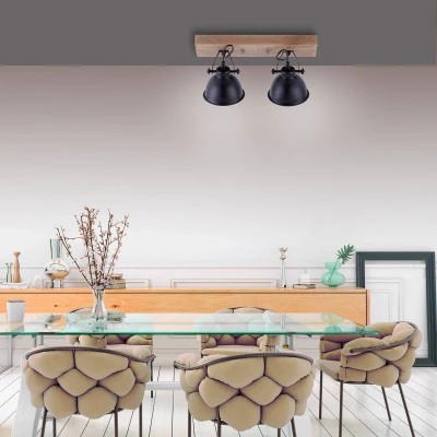 Afbeelding van Samia plafondlamp, 2 lamps, mangohout, zwart