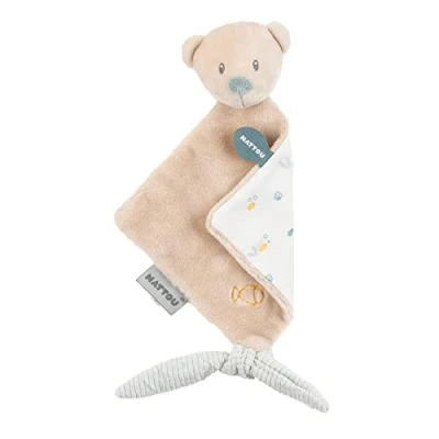 Afbeelding van Nattou Mini knuffeldier van polyester, de Jules beer, reisgenoot vanaf geboorte, ca. 28 cm, Romeo, en Sally, beige