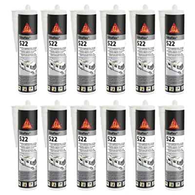 Afbeelding van 12x Sikaflex 522 mastic d&#039;étanchéité résistant aux intempéries, stable UV, à forte adhérence (nouvelle version du 521 UV et 221i) 300ml (Noir)