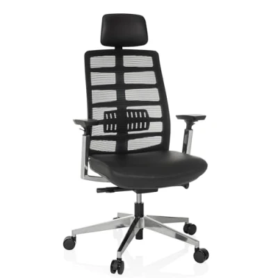Afbeelding van SPINIO ELITE L Leder / netstof High end bureaustoel Zwart