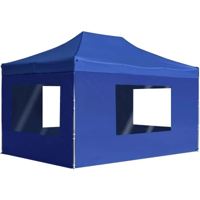 Afbeelding van Partytent inklapbaar met wanden 4,5x3 m aluminium blauw