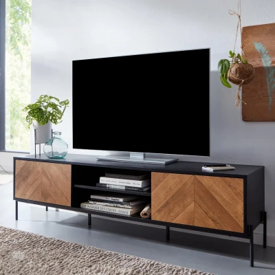 Afbeelding van Sky Style Pera TV meubel Zwart / Eiken