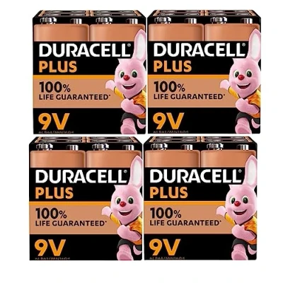 Afbeelding van 16 x Duracell 9 V plus (4 lampen met 4 batterijen), batterijen (6LR61/MN1604)