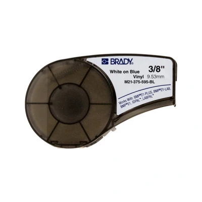 Image de M210 LAB Brady M21 375 595 BL ruban vinyle blanc sur bleu 9,53 mm x 6,40 m (d&#039;origine)