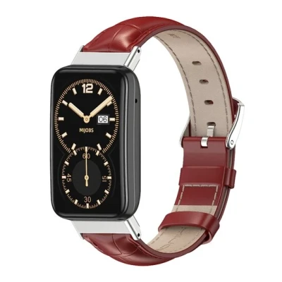 Afbeelding van Echt leren bandje Donkerrood Xiaomi Smart band 7 Pro