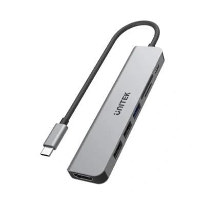 Afbeelding van UNITEK HUB USB C H1118A; A x3, C, HDMI, SD, microSD