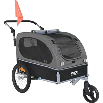 Afbeelding van VEVOR Hondenfietskar , 2 in 1 Fietsendrager voor Kinderwagen, Eenvoudig Opvouwbaar Wagenframe Universele Fietskoppeling, Maximaal Draagvermogen 40 kg