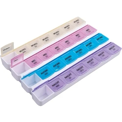 Afbeelding van *** Pillendoos 28 Compartimenten 7 dagen 4 Vakken per dag Grote vakjes van Heble®