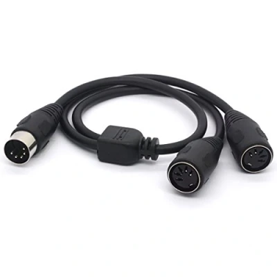 Afbeelding van HTGuoji MIDI Y audio verlengkabel, een 5 polige stekker op 2 x aansluiting (mannelijk naar vrouwelijk)