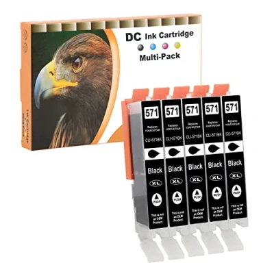 Afbeelding van D&amp;C 5X zwarte inktcartridges compatibel met Canon PIXMA CLI 571BK XL voor MG5750 MG5751 MG5752 MG5753 MG6850 MG6852 MG7750 MG7751 TS5050 TS5051 TS5053 TS553 TS5 055 TSS 6050 TS6051 TS6052