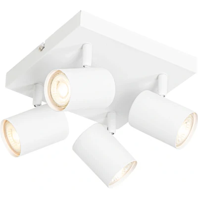 Afbeelding van QAZQA Moderne plafondlamp wit 4 lichts verstelbaar vierkant Jeana