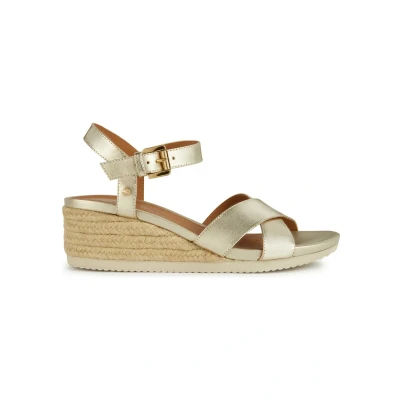 Afbeelding van Geox D Ischia Corda C Wedge Damessandalen, Goud
