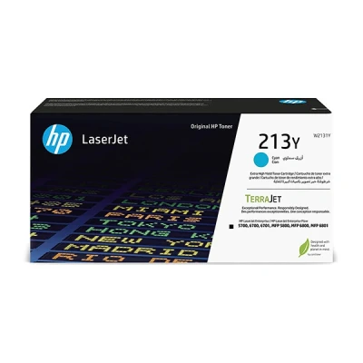 Image de HP 213Y À rendement extrêmement élevé cyan original LaserJet cartouche de toner (W2131Y) pour Color Enterprise 5700dn, 6700dn, MFP 6800dn; DesignJet D5800