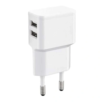 Afbeelding van Wicked Chili Dual USB oplader 12 W / 2400 mA Pro Series universele voeding voor mobiele telefoon, horloge, powerbank en bluetooth luidspreker, 2 poorten (90 graden stopcontact, poorten)