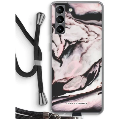 Afbeelding van Case Company® hoesje met Koord geschikt voor Samsung Galaxy S21 Roze stroom Telefoonhoesje Zwart Bescherming aan alle Kanten en Over de Schermrand