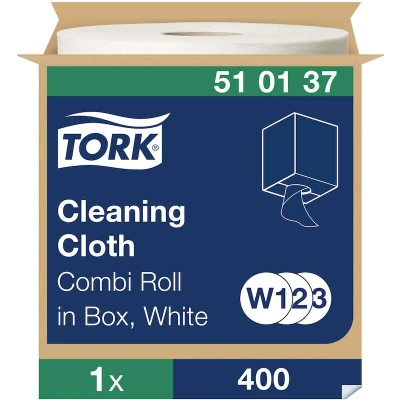 Afbeelding van Reiningingsdoek Tork W1 herbruikbaar nonwoven 400 vel wit 510137