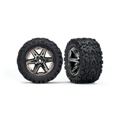 Afbeelding van Traxxas Tires and wheels, assembled glued 2.8 RXT black chrome wheels Talon Extreme