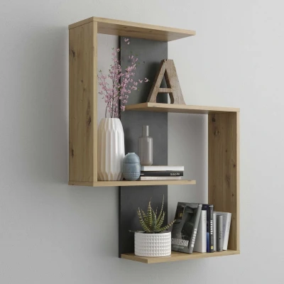 Afbeelding van Wandschap tegengesteld artisan eikenkleurig en materakleurig