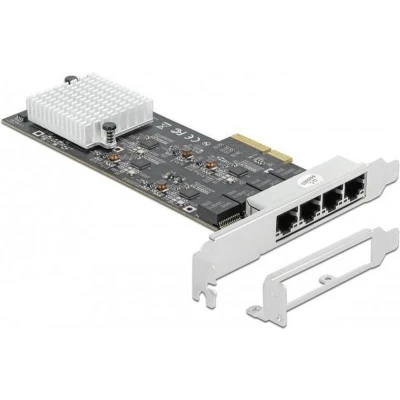 Afbeelding van Delock Netwerkkaart 4x 2,5Gbps, RTL8125B PCI Express x4 (RJ45), Netwerkkaarten, Zwart, Zilver