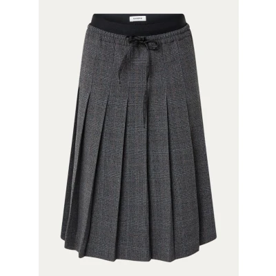 Afbeelding van Sandro dames Midi rok met ruitdessin en pailletten in de kleur Donkergrijs, maat: 36