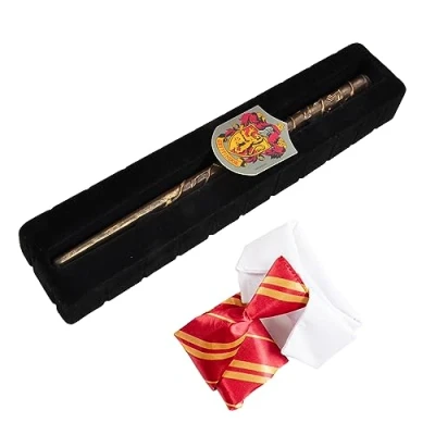 Afbeelding van Ciao Hermelien Granger toverstaf (30 cm) met stropdas en Gryffindor wapen in Harry Potter giftbox, kleur bruin, één maat, 31417