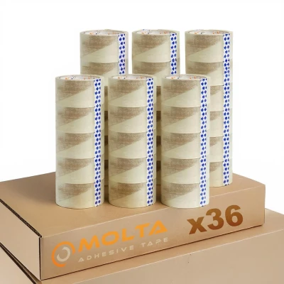 Afbeelding van MOLTA STANDAARD TRANSPARANT Verpakkingstape 48 mm x 100 m Kartonnen tape voor pakketten en dozen 36 Rollen ACRYLIC