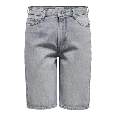 Image de ONLY Short en jean long pour femme avec taille haute et coupe normale, Gris clair denim, S
