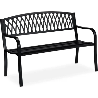 Afbeelding van tuinbank 2 persoons 87 x 127 60 cm metaal zwart